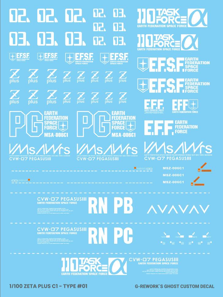 MG 1/100 Zeta Plus C1 Water Decal [G-REWORK]