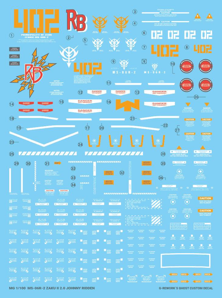 CD-M97J - MG 1/100 MS-06R-2 Zaku 2.0 [Johnny Ridden] Water Decal [G-REWORK] - Show Me What You Bot