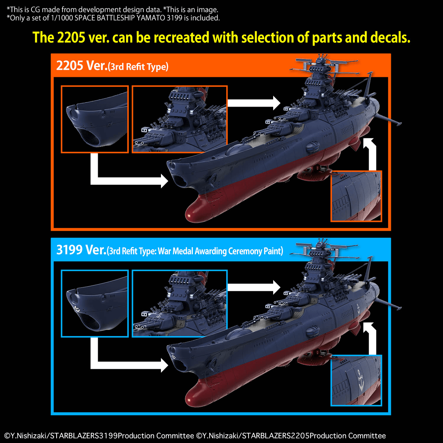 1/1000 Space Battleship Yamato 3199 (3rd Refurbished Version)