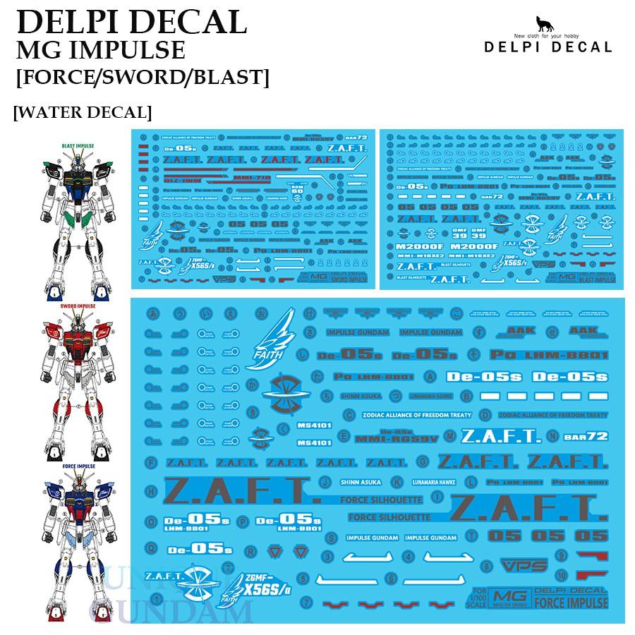 Delpi - MG 1/100 Impulse [Blast, Sword, Force] Water Decal