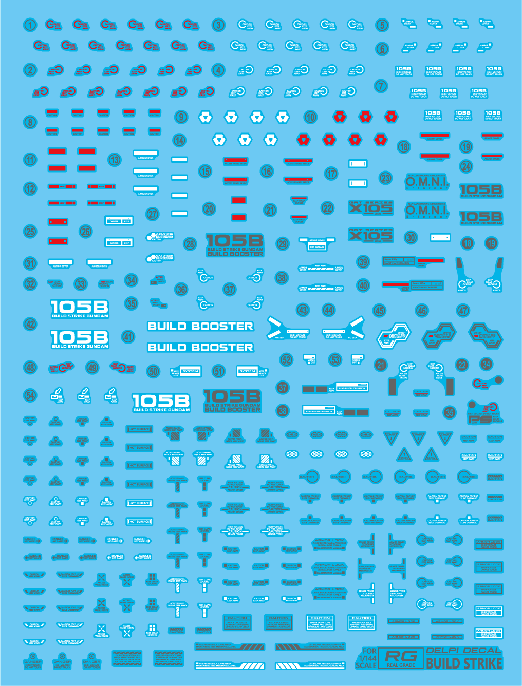 Delpi - RG 1/144 Build Strike Gundam Full Package Water Decal - Show Me What You Bot