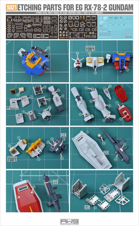 S21 - EG 1/144 RX-78-2 Gundam Photo Etch Parts + Water Decal [Madworks] - Show Me What You Bot