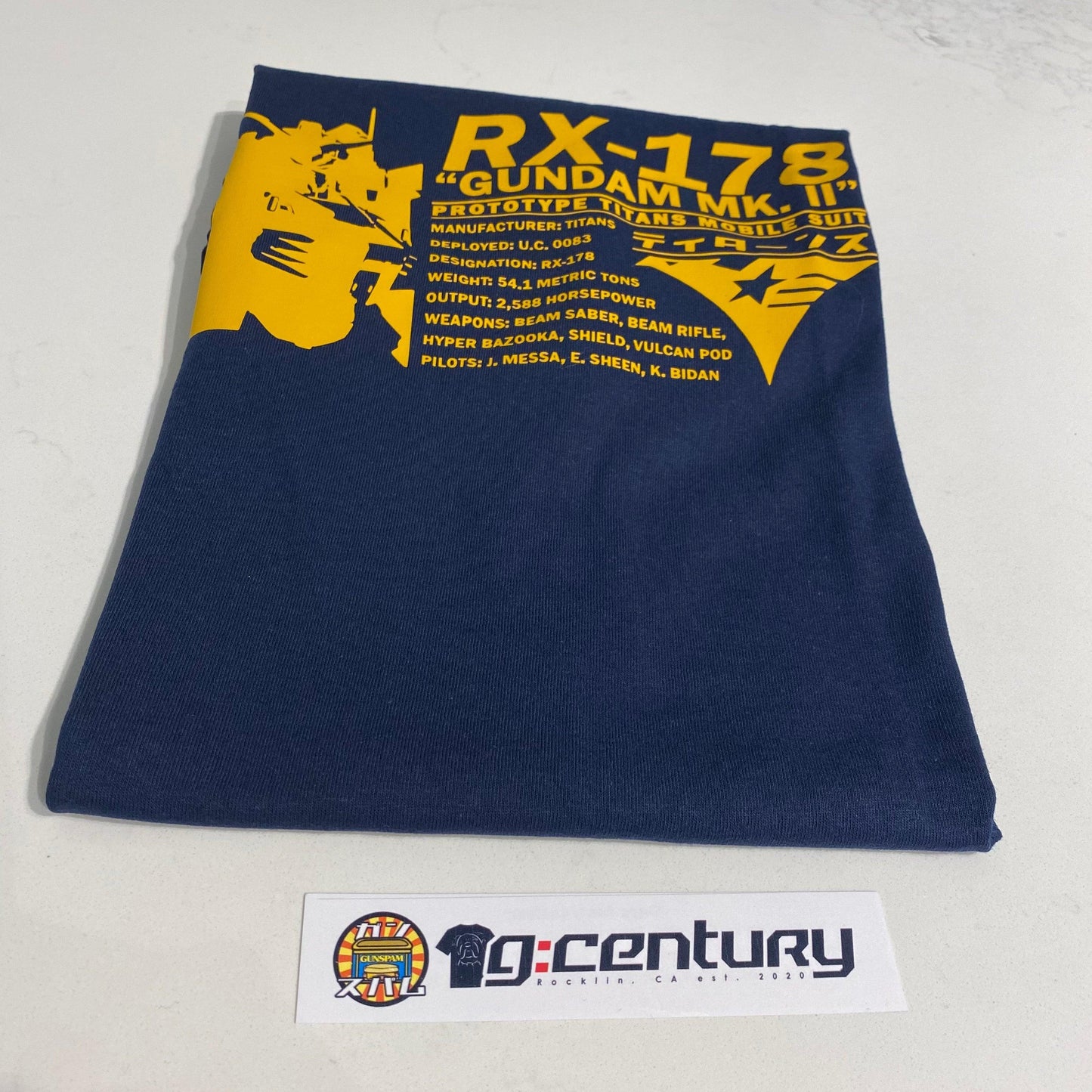 RX-178 MK.2 T-shirt by G:Century - Navy & Yellow - Show Me What You Bot