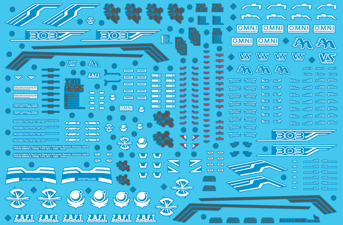 Delpi - MG 1/100 Aegis Gundam Water Decal - Show Me What You Bot