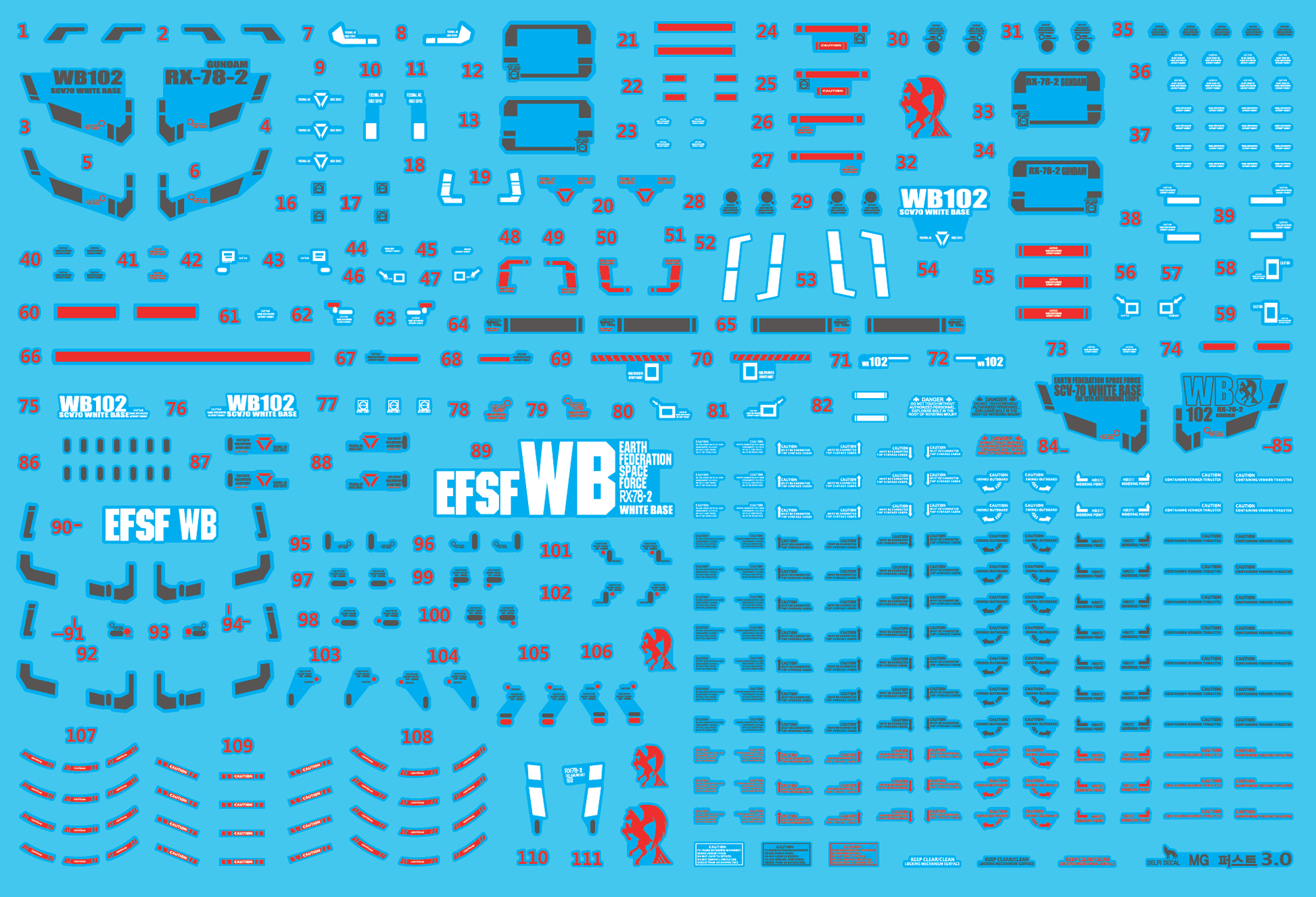 Delpi - MG 1/100 RX-78-2 First 3.0 Decal [Options Available] - Show Me What You Bot