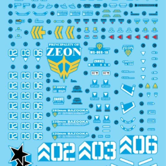 Delpi - MG 1/100 Black Tri-Star Zaku II Water Decal - Show Me What You Bot