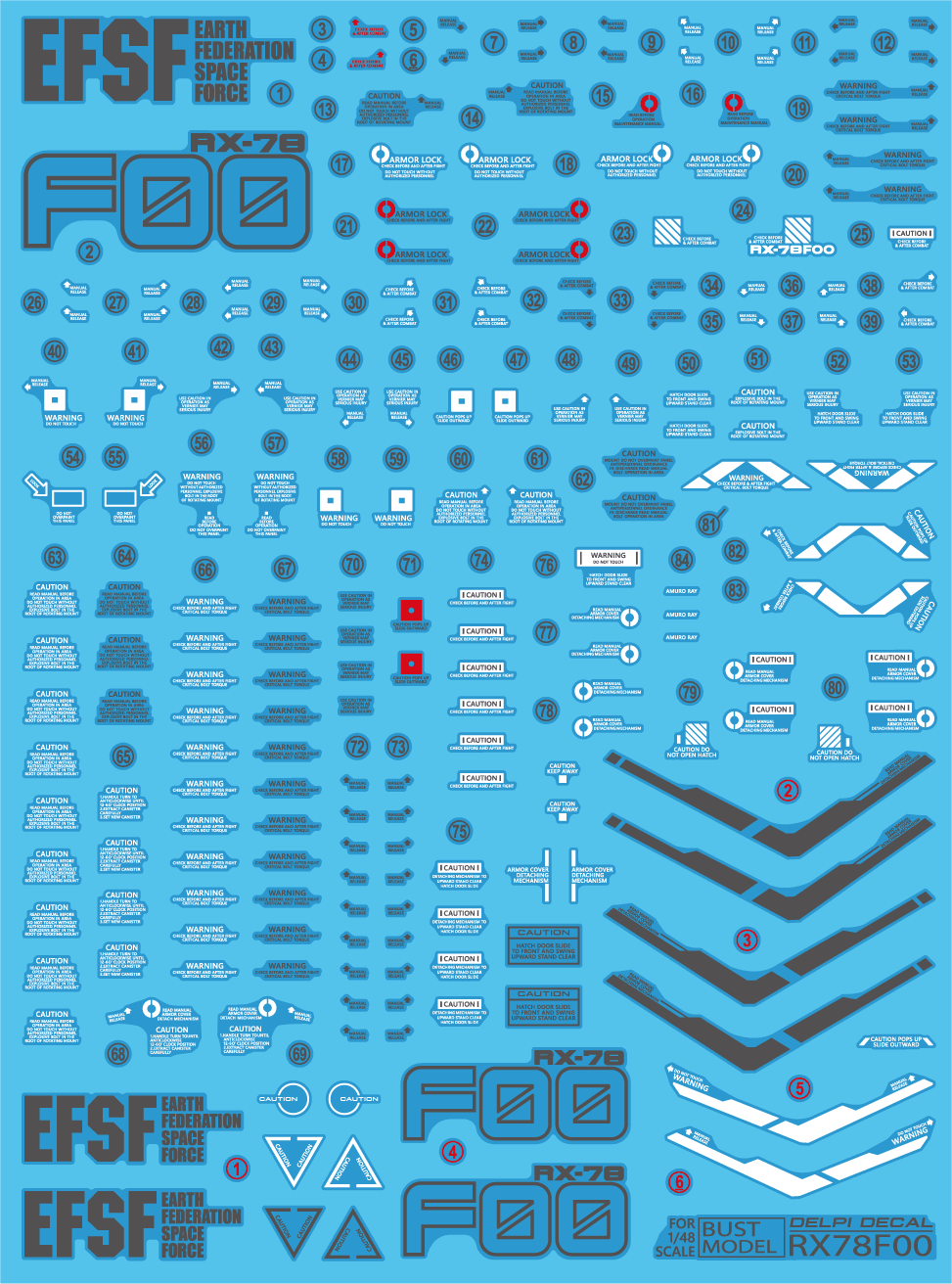 Delpi - 1/48 RX-78F00 Gundam Bust Decal [Options Available] - Show Me What You Bot