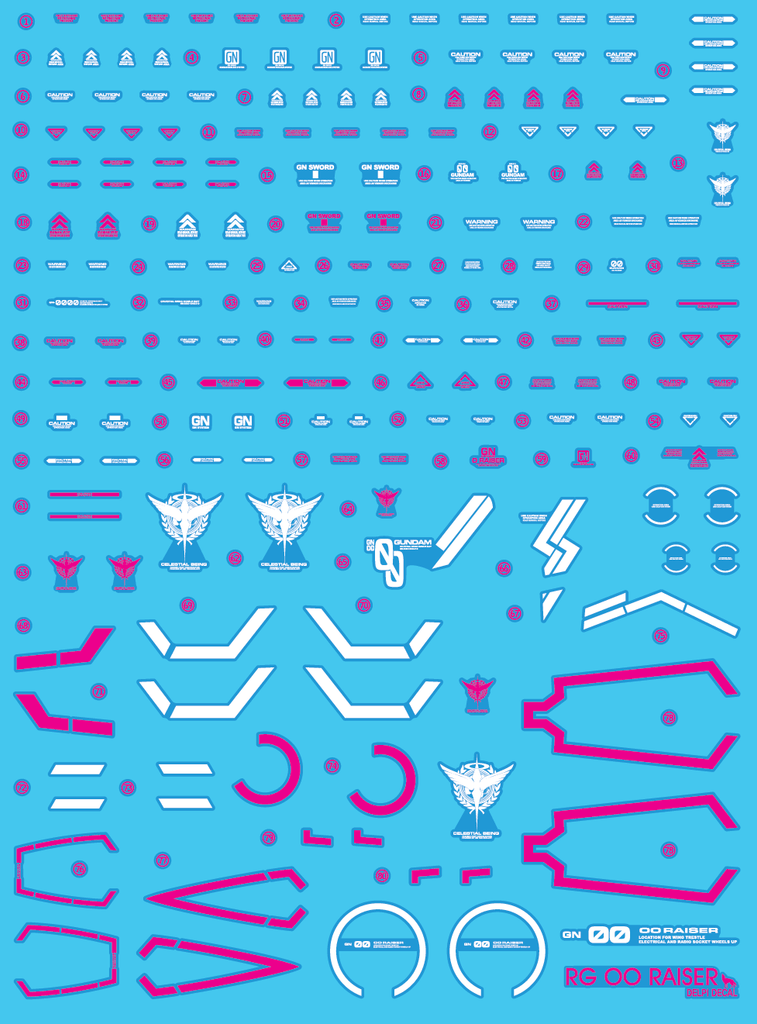 Delpi - RG 1/144 00 Raiser Gundam Trans-AM Mode Water Decal - Show Me What You Bot